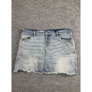 Carve Designs Denim Skirt Womens 12 Frayed Hem Organic Cotton Stretch Casual
